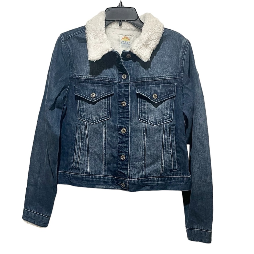 NWT C&C California Sherpa Collared Denim Jacket